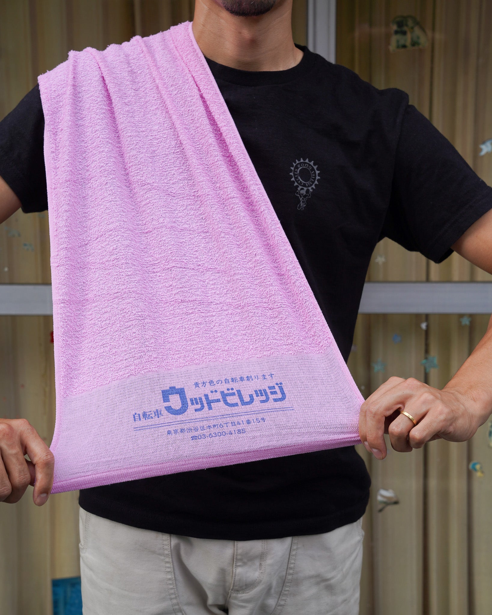 WOOD VILLAGE CYCLES 粗品タオル　GREEN